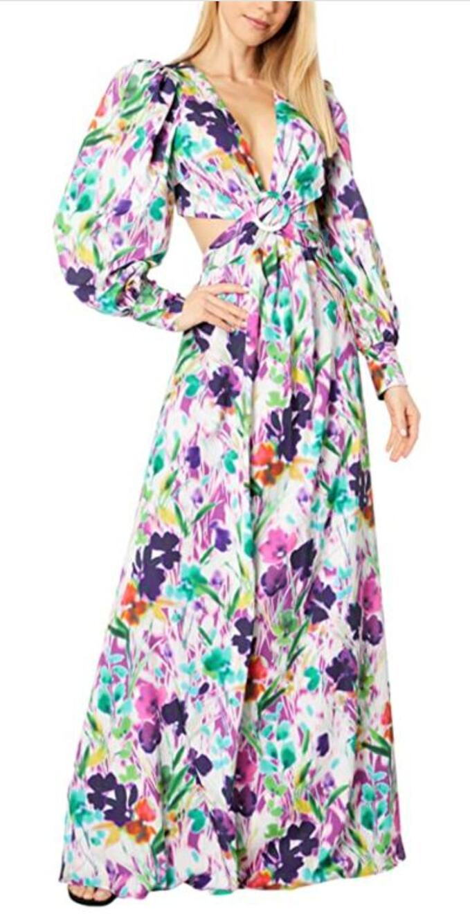 ONE33 SOCIAL Deep V Cut-Out Waist Maxi Dress Size 4